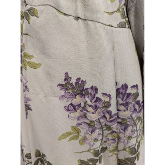 Vintage Ivory Lilac Floral Floor Length Silk Dress sz 12 Bridesmaid Formal - Picture 15 of 16